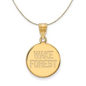 14k Yellow Gold Wake Forest U. Medium Disc Necklace - 22 Inch